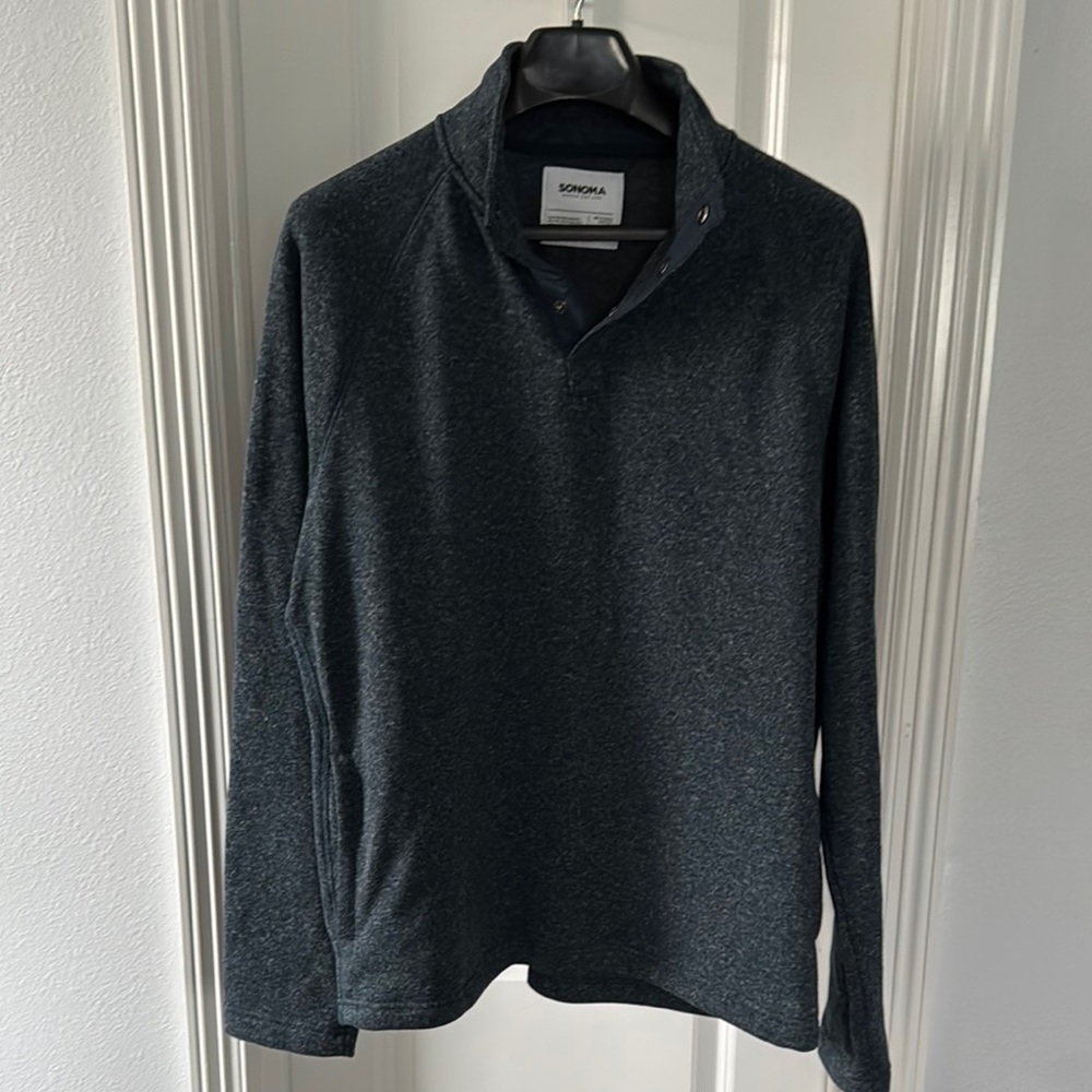 Sonoma Heather Dark Blue XL Pullover Sweater, fleece-lined